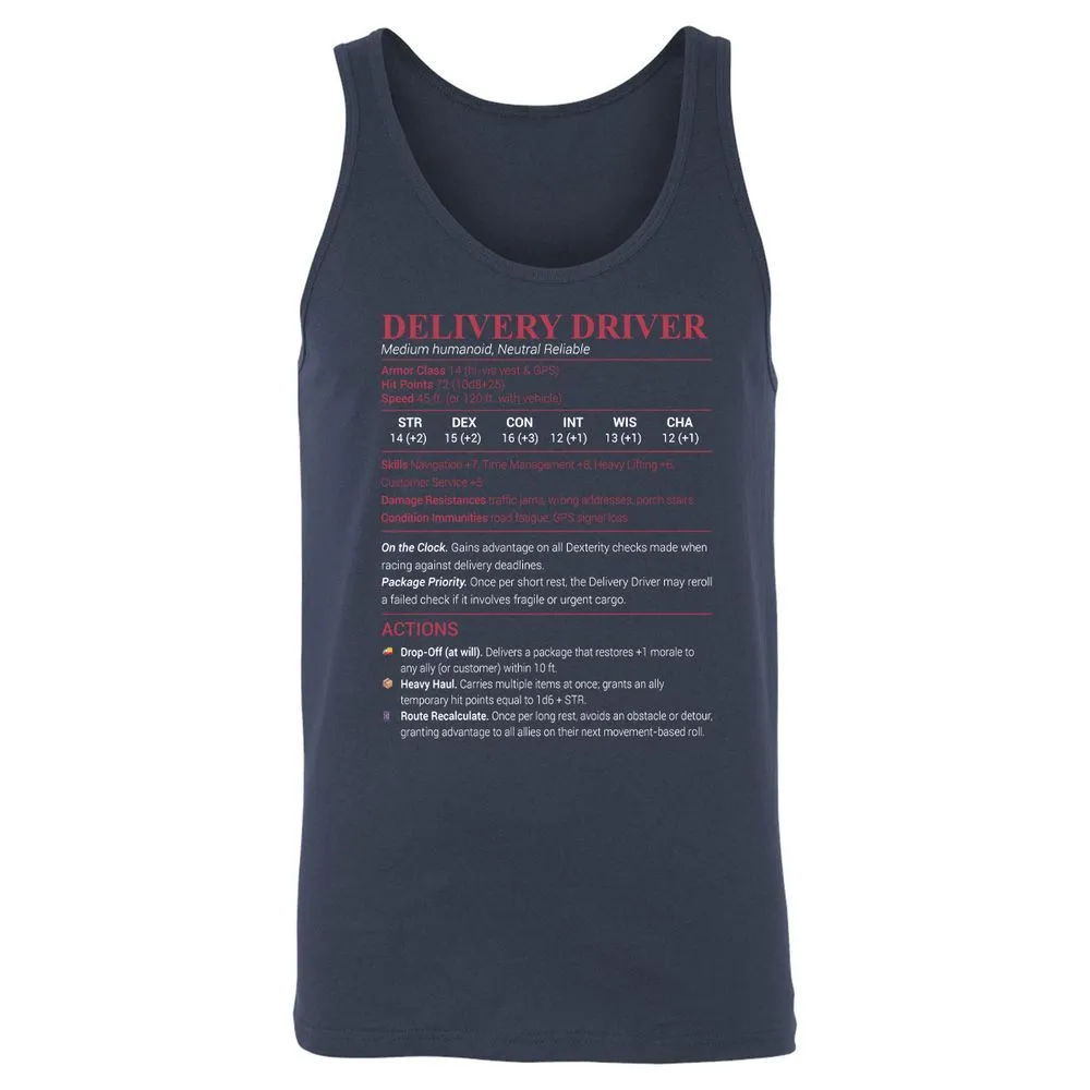 Delivery Driver Unisex Jersey Tank - Navy - 2