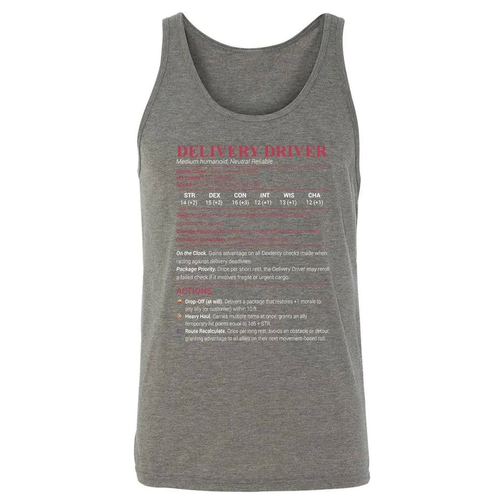 Delivery Driver Unisex Jersey Tank - Grey Triblend - 8