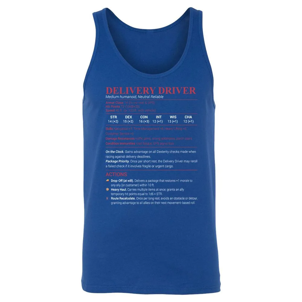 Delivery Driver Unisex Jersey Tank - True Royal - 13