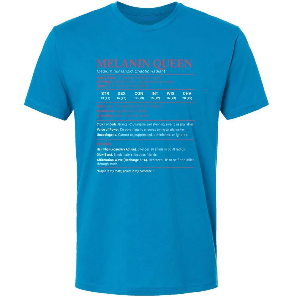 Melanin Queen Stats Premium Unisex T-Shirt - Turquoise - 16