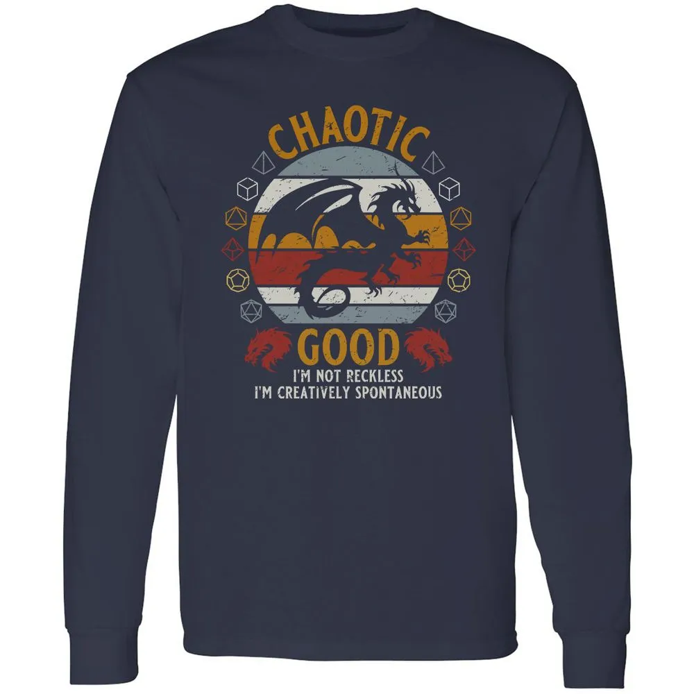 Chaotic Good Long Sleeve T-Shirt - Navy - 2