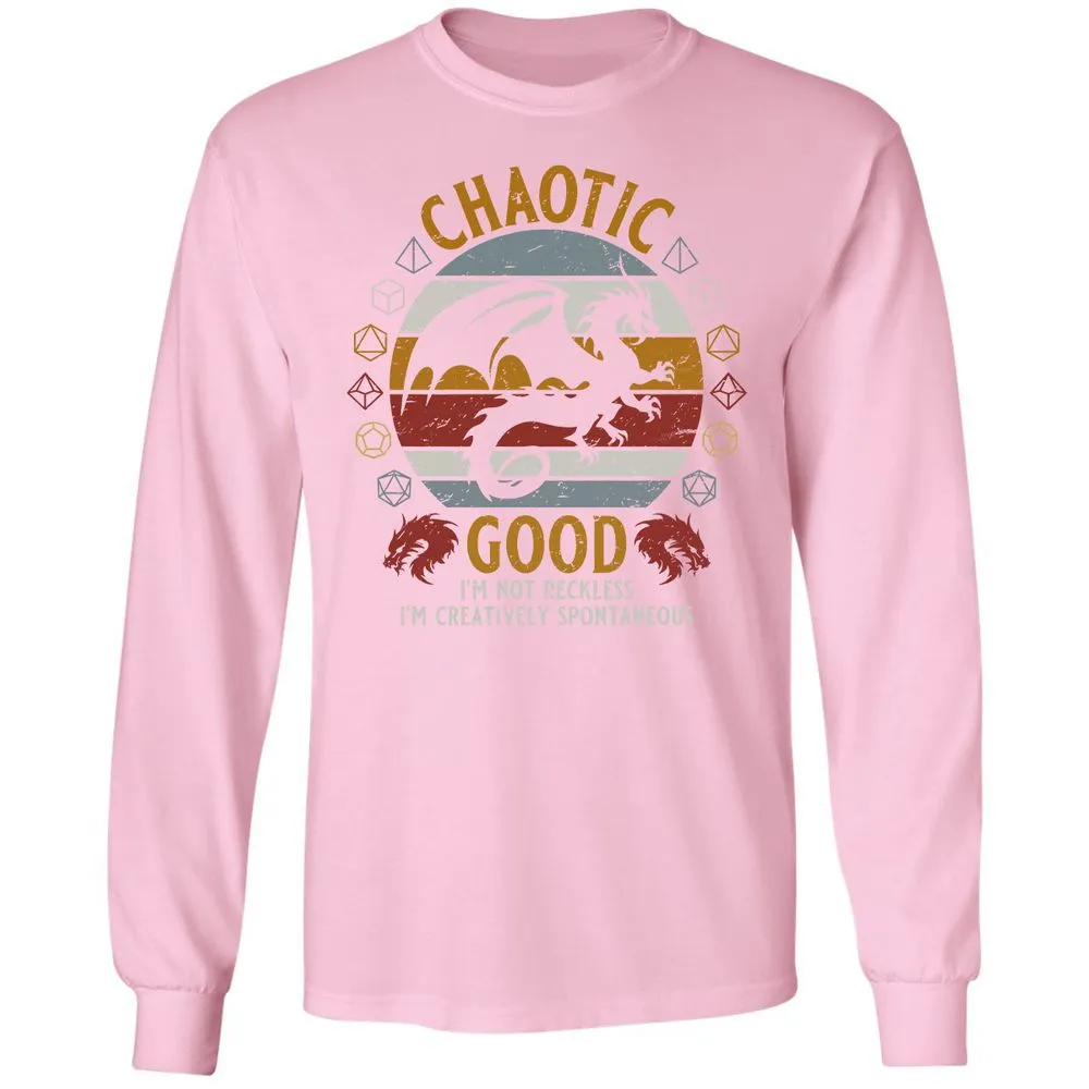 Chaotic Good Long Sleeve T-Shirt - Light Pink - 3