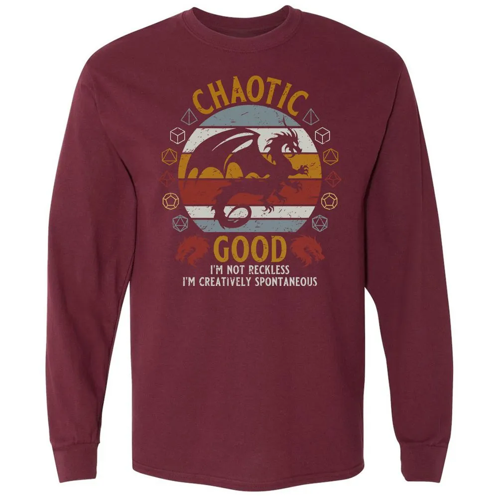 Chaotic Good Long Sleeve T-Shirt - Maroon - 11