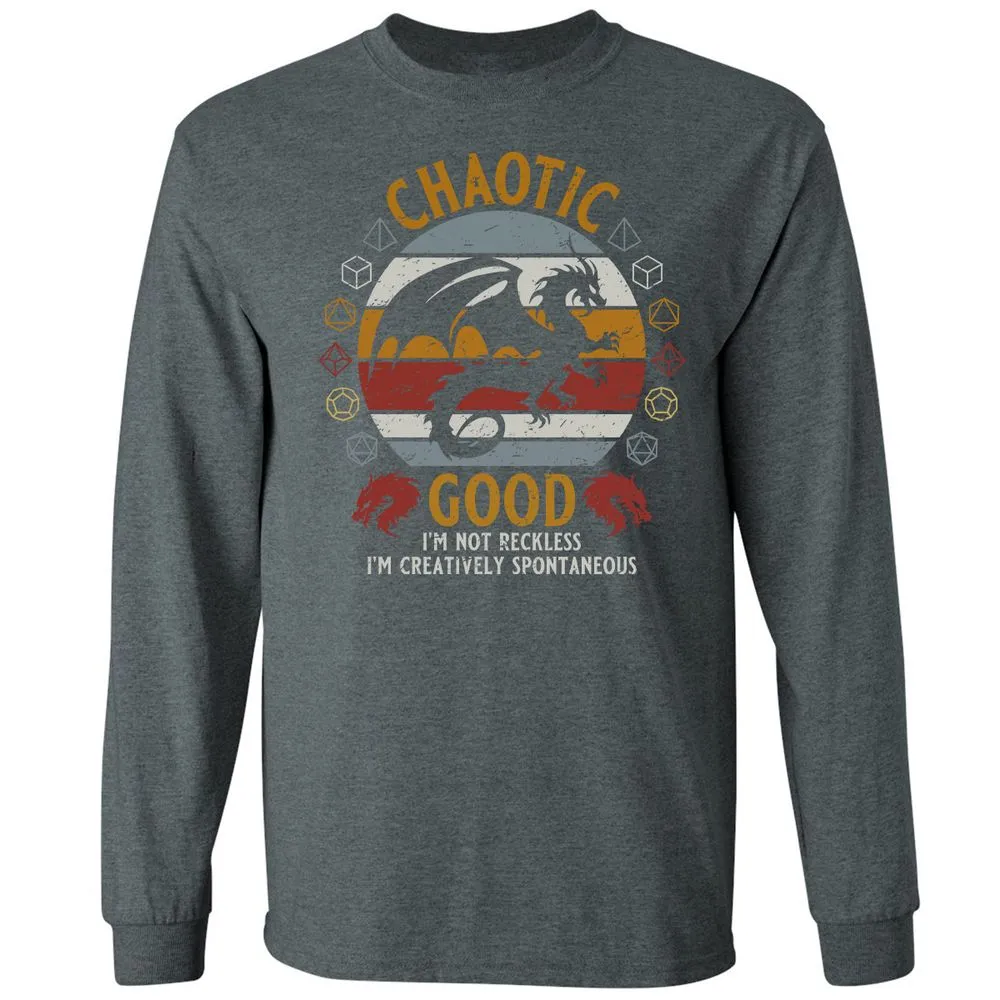 Chaotic Good Long Sleeve T-Shirt - Dark Heather - 15