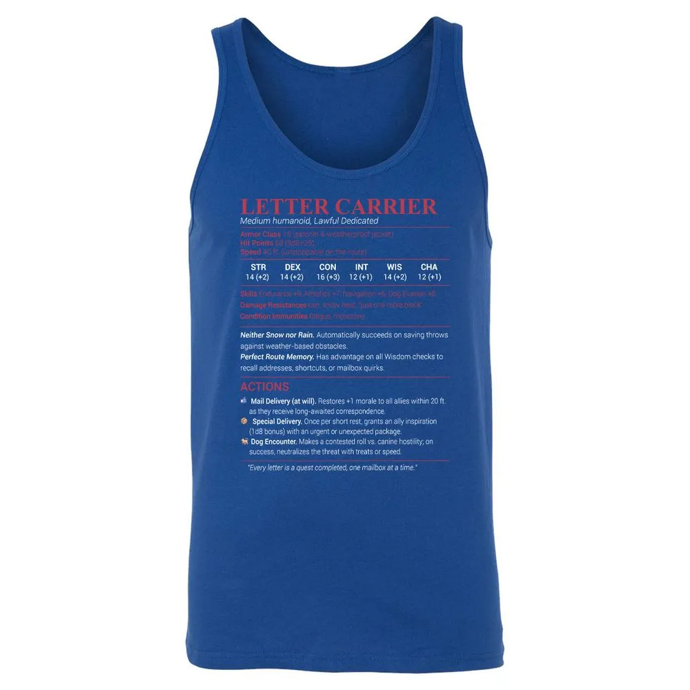 Letter Carrier Unisex Jersey Tank - True Royal - 13