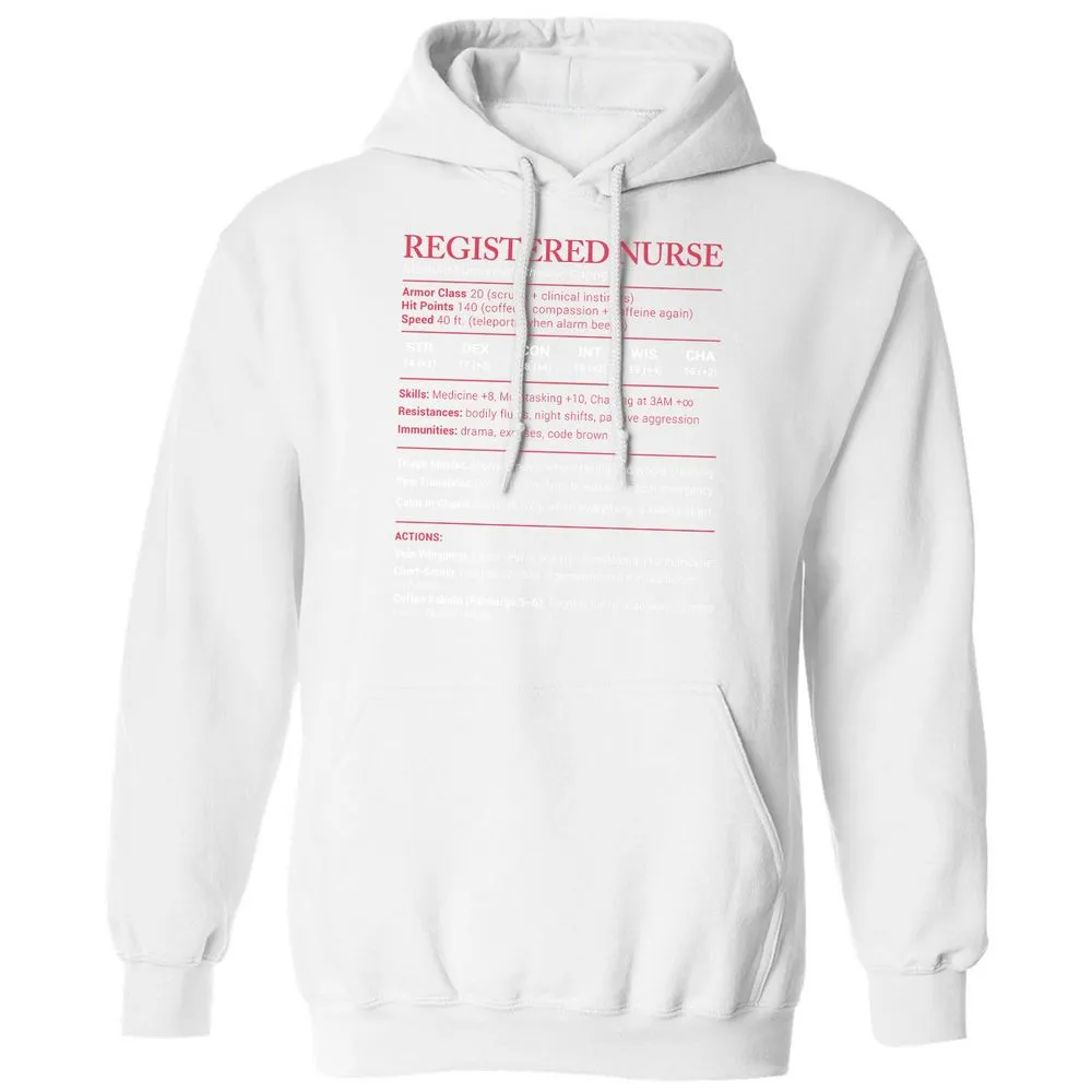 Registered Nurse Stats Classic Unisex Hoodie - White - 11