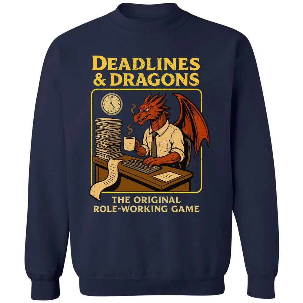 Deadlines & Dragons (Office Staff) Classic Unisex Sweatshirt - Navy - 2