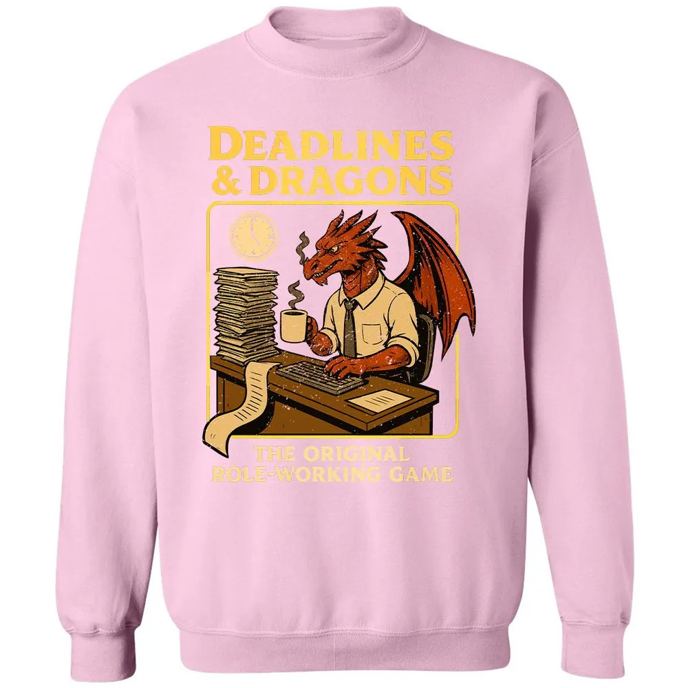 Deadlines & Dragons (Office Staff) Classic Unisex Sweatshirt - Light Pink - 3