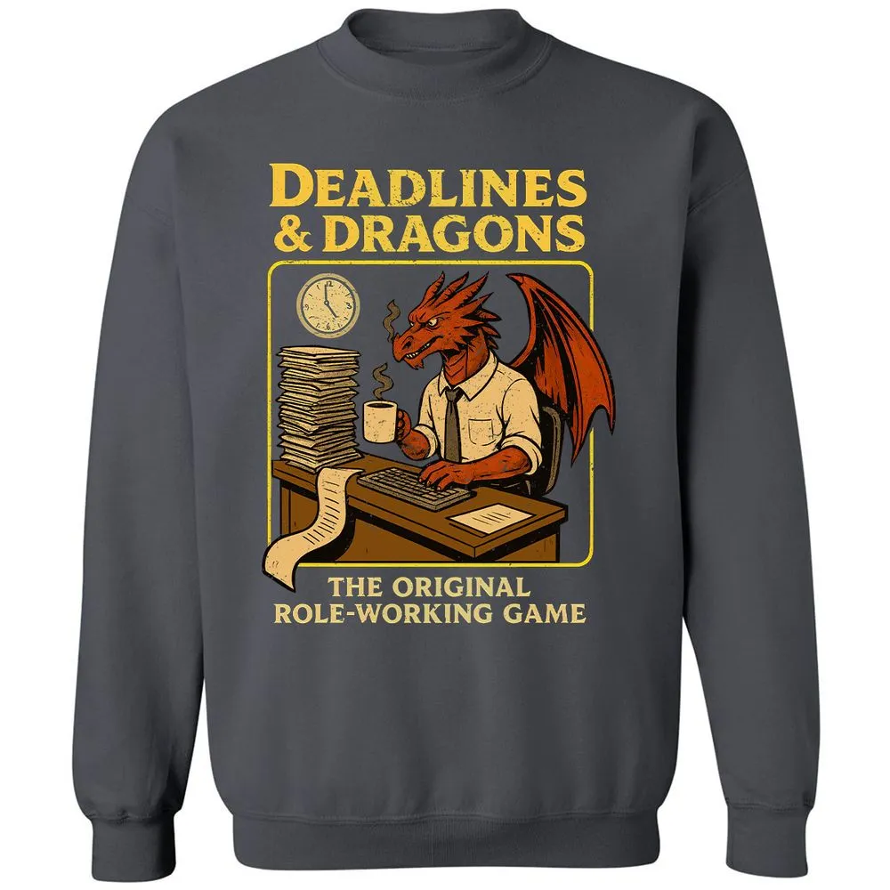 Deadlines & Dragons (Office Staff) Classic Unisex Sweatshirt - Charcoal - 7