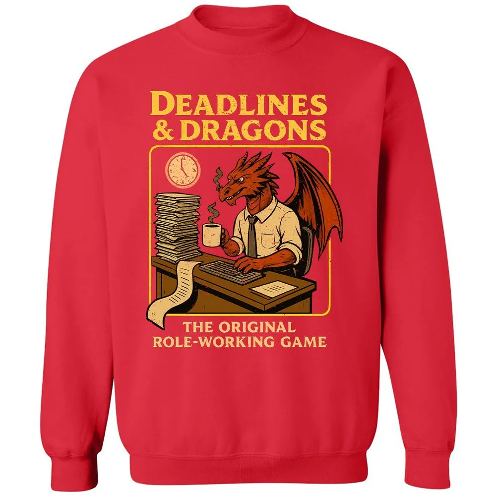 Deadlines & Dragons (Office Staff) Classic Unisex Sweatshirt - Red - 5