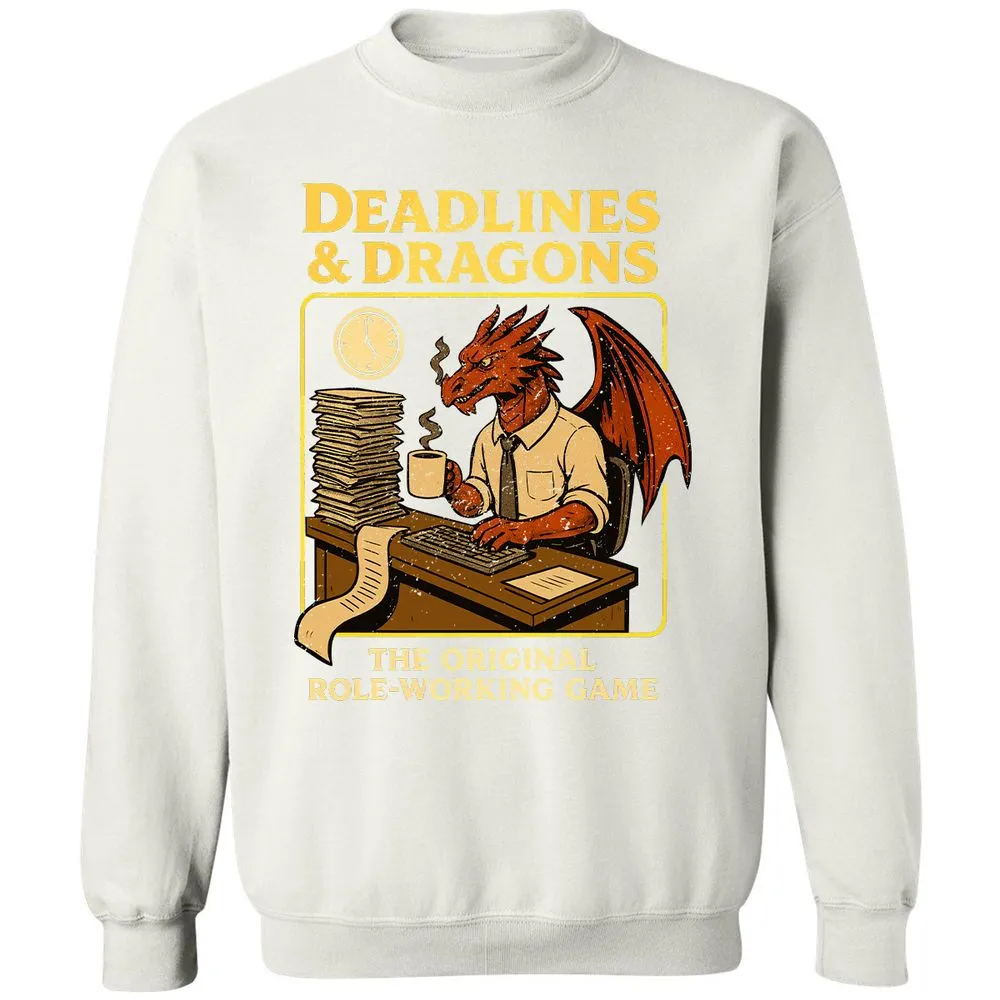 Deadlines & Dragons (Office Staff) Classic Unisex Sweatshirt - White - 12