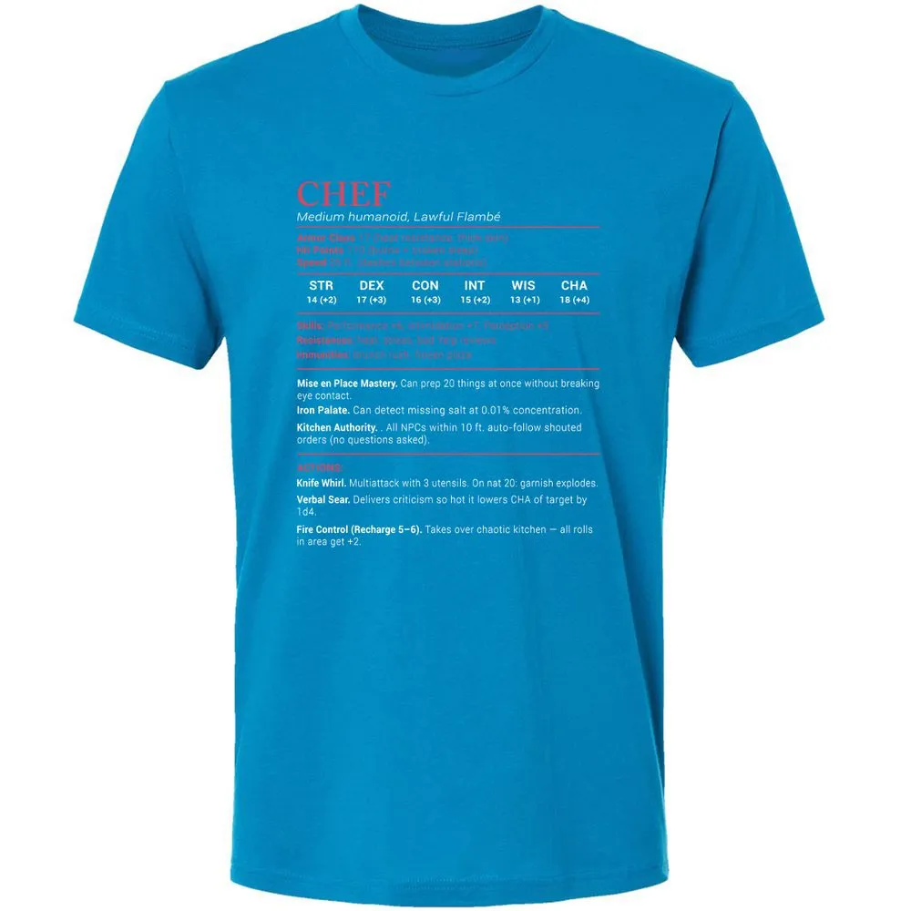Chef Stats Premium Unisex T-Shirt - Turquoise - 16