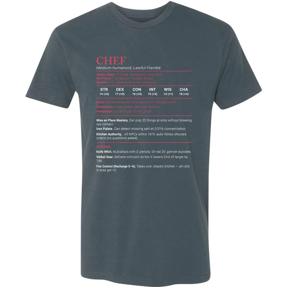 Chef Stats Premium Unisex T-Shirt - Indigo - 15