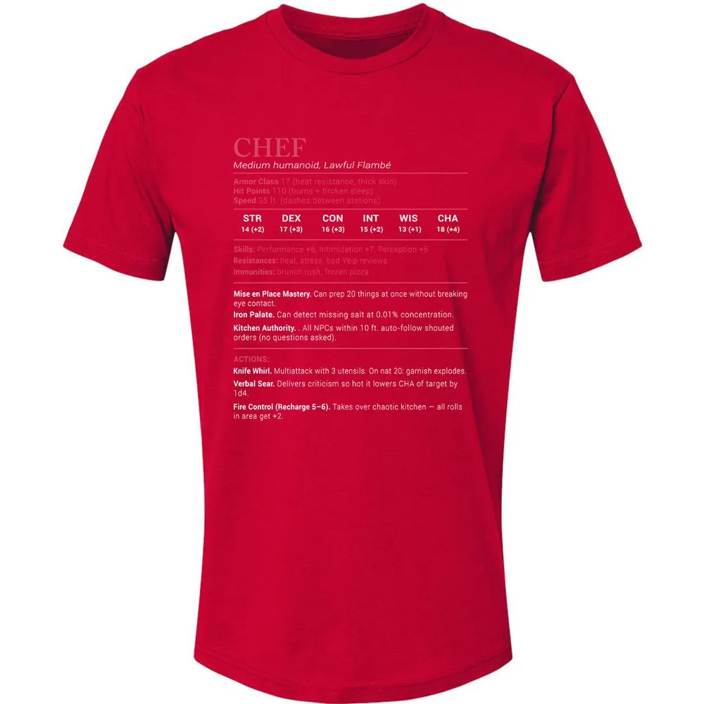 Chef Stats Premium Unisex T-Shirt - Red - 6