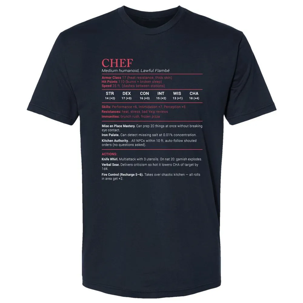 Chef Stats Premium Unisex T-Shirt - Midnight Navy - 2