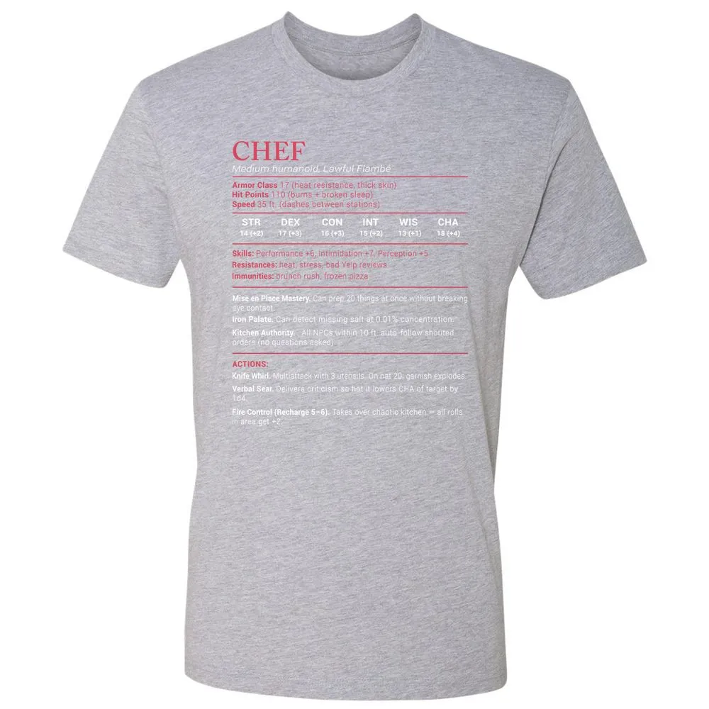 Chef Stats Premium Unisex T-Shirt - Heather Grey - 9