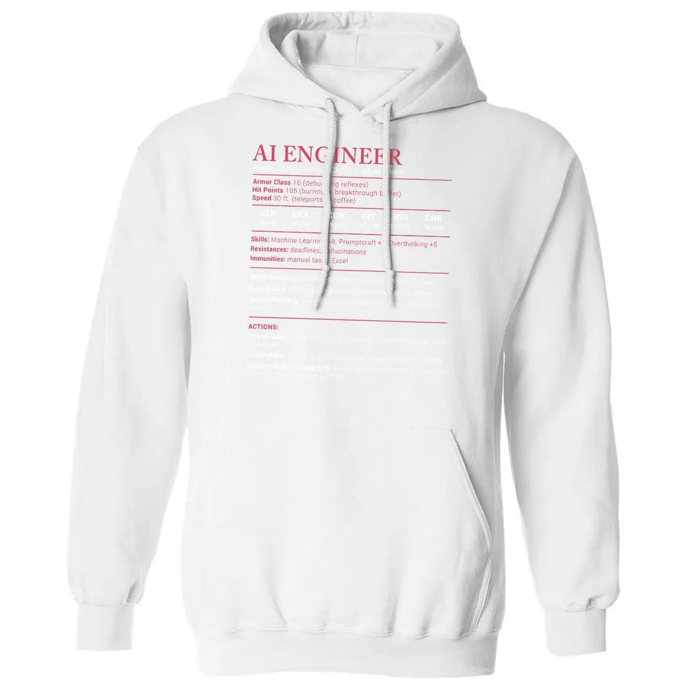 AI Engineer Stats Classic Unisex Hoodie - White - 11