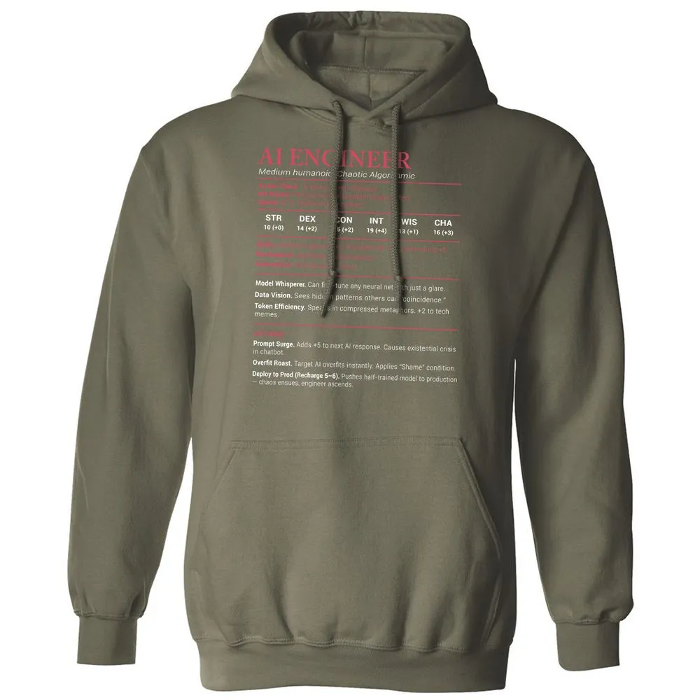 AI Engineer Stats Classic Unisex Hoodie - Military Green - 4