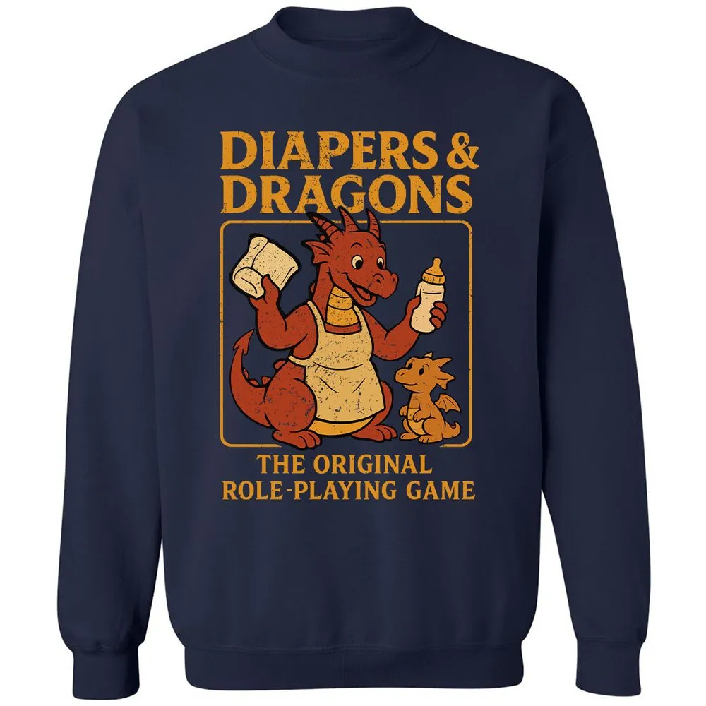 Diapers & Dragons Classic Unisex Sweatshirt - Navy - 2