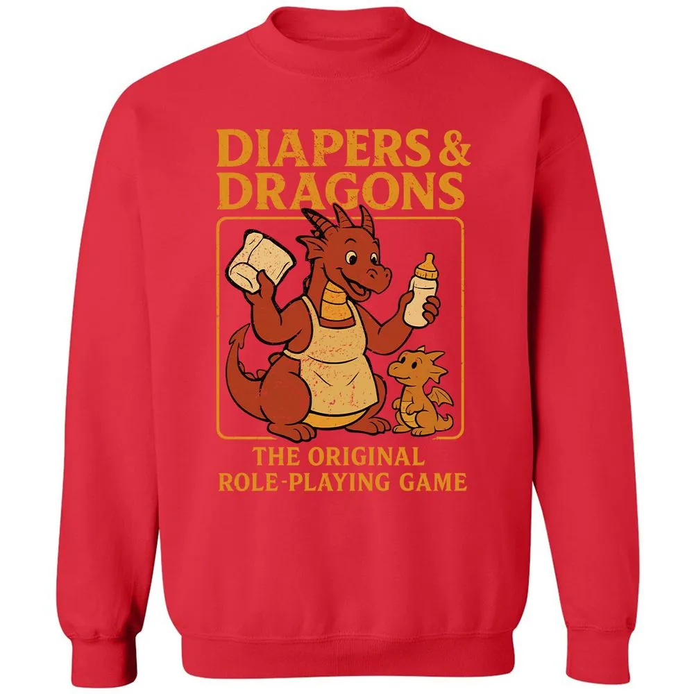Diapers & Dragons Classic Unisex Sweatshirt - Red - 5