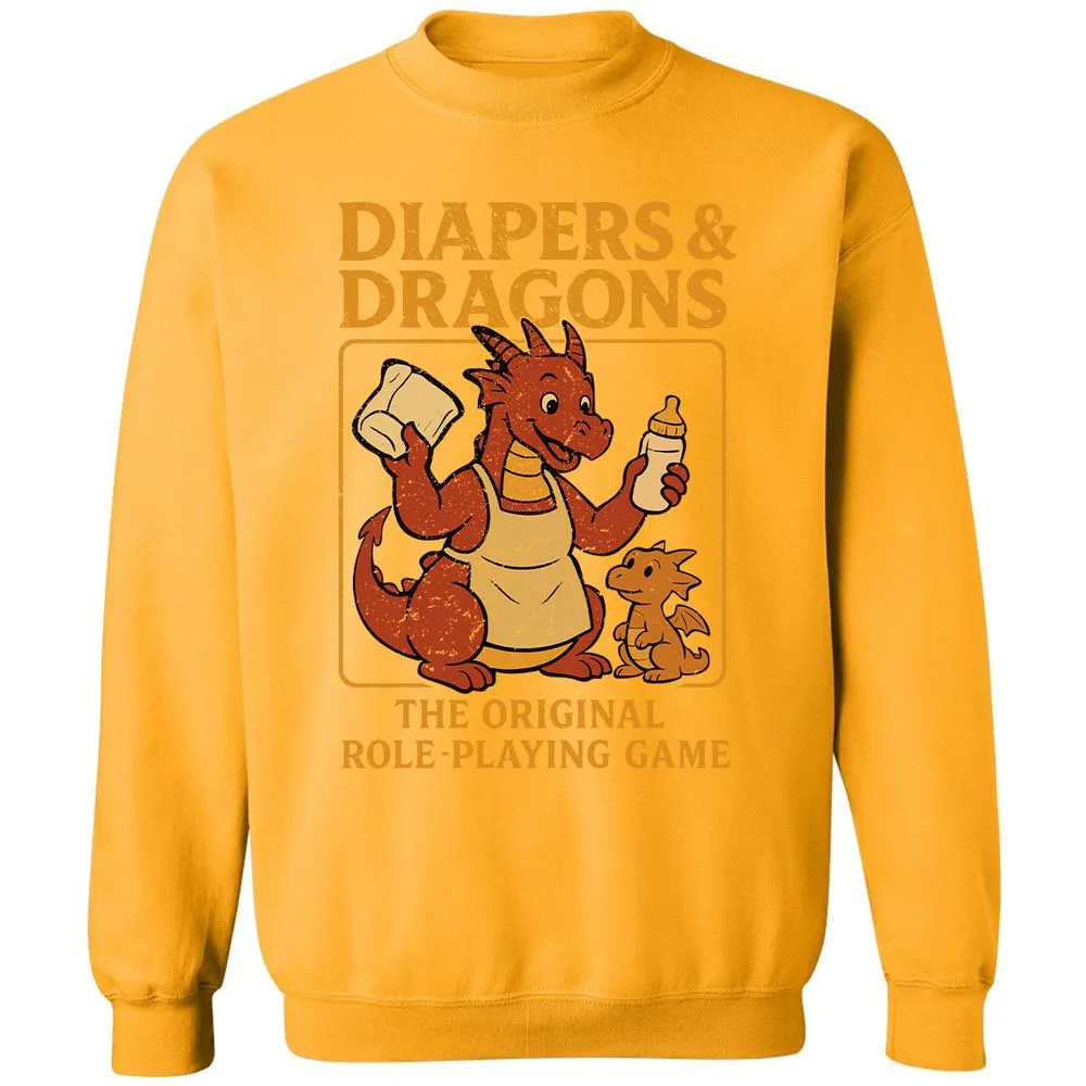 Diapers & Dragons Classic Unisex Sweatshirt - Gold - 11