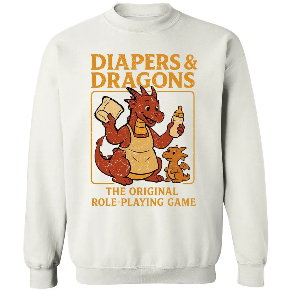 Diapers & Dragons Classic Unisex Sweatshirt - White - 12