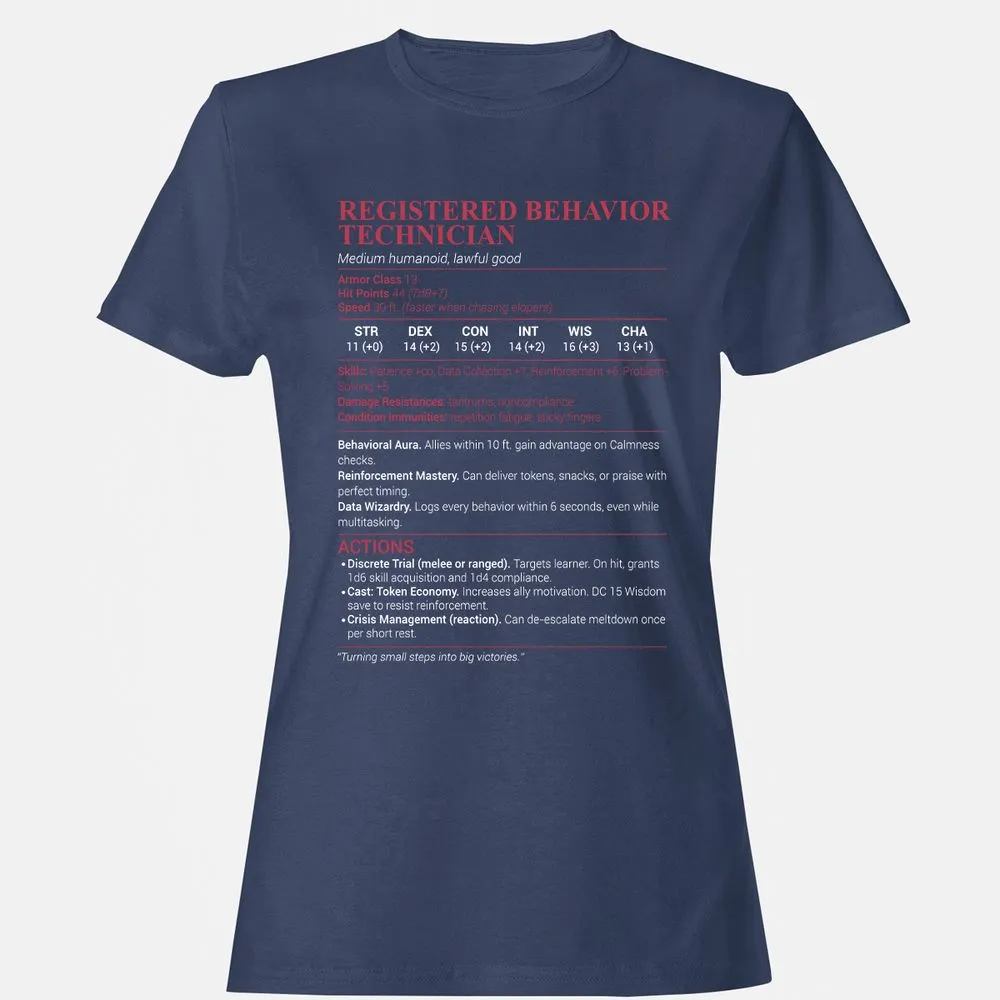 Registered Behavior Technician RBT Women's T-Shirt - Navy - 10