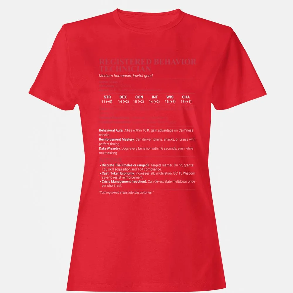 Registered Behavior Technician RBT Women's T-Shirt - Red - 13