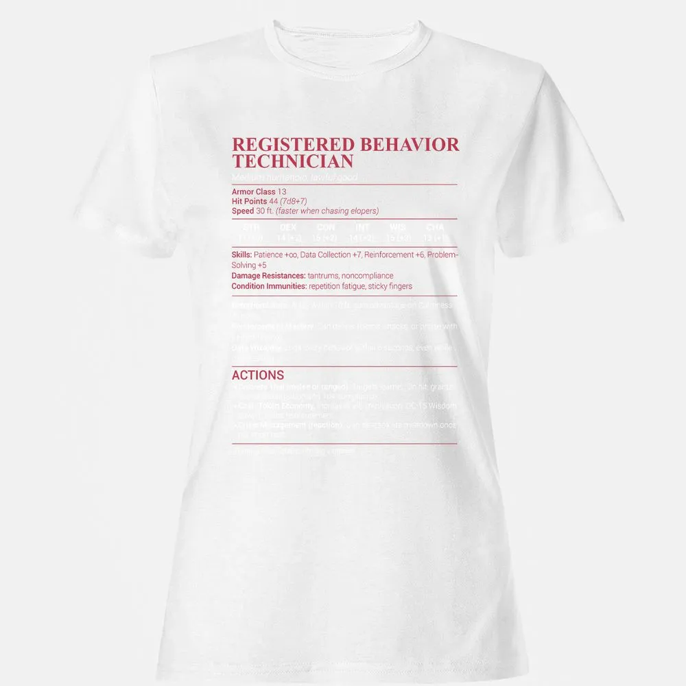 Registered Behavior Technician RBT Women's T-Shirt - White - 16
