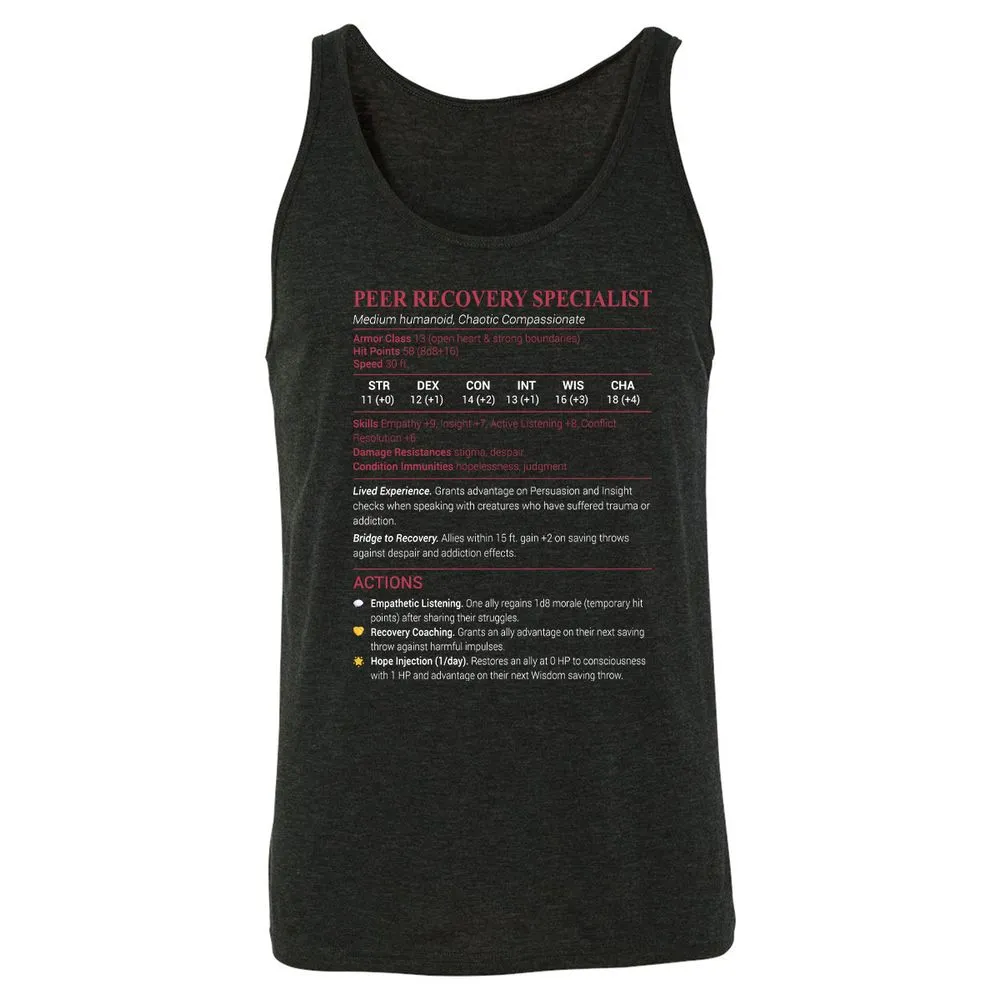 Peer Recovery Specialist Unisex Jersey Tank - Charcoal Black Triblend - 5
