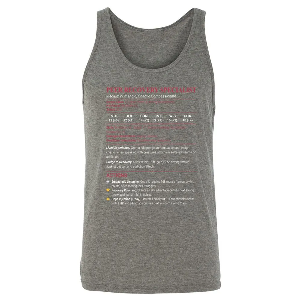 Peer Recovery Specialist Unisex Jersey Tank - Grey Triblend - 8