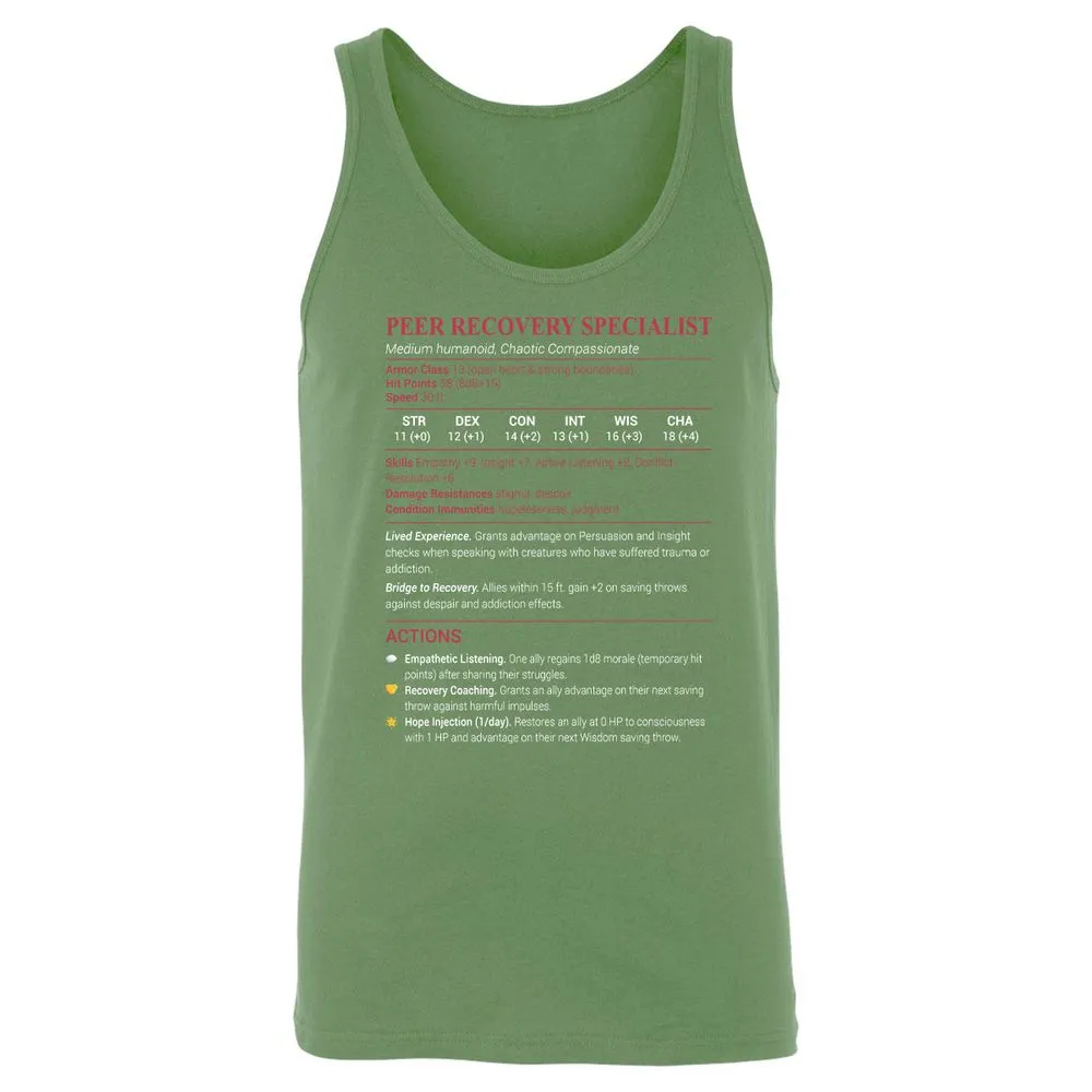 Peer Recovery Specialist Unisex Jersey Tank - Leaf - 10
