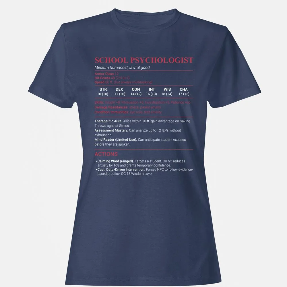 School Psychologist Women's T-Shirt - Navy - 10
