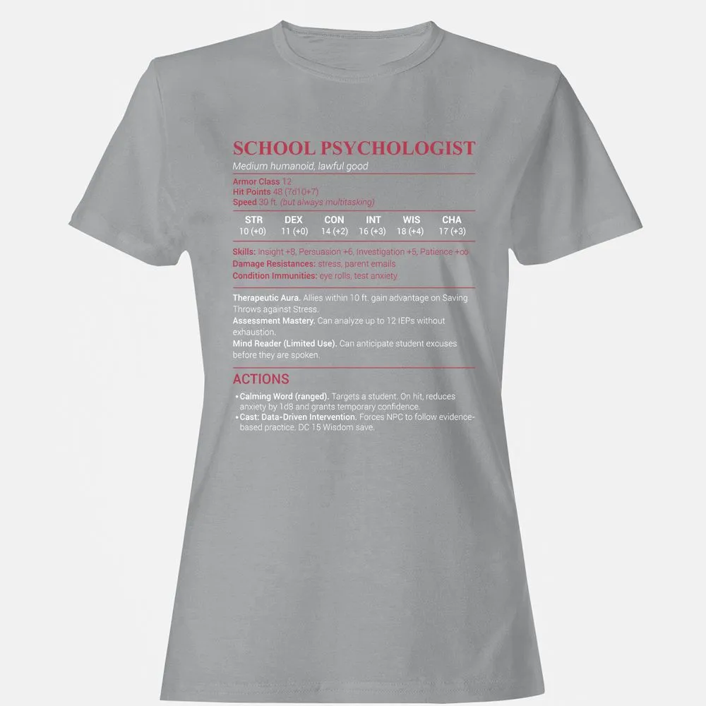 School Psychologist Women's T-Shirt - Sport Grey - 15