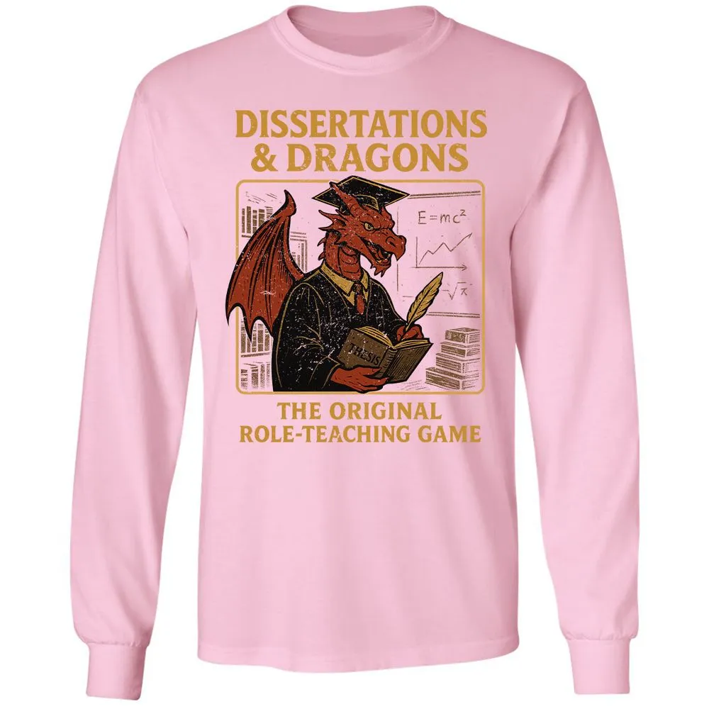 Disserations & Dragons Long Sleeve T-Shirt - Light Pink - 3