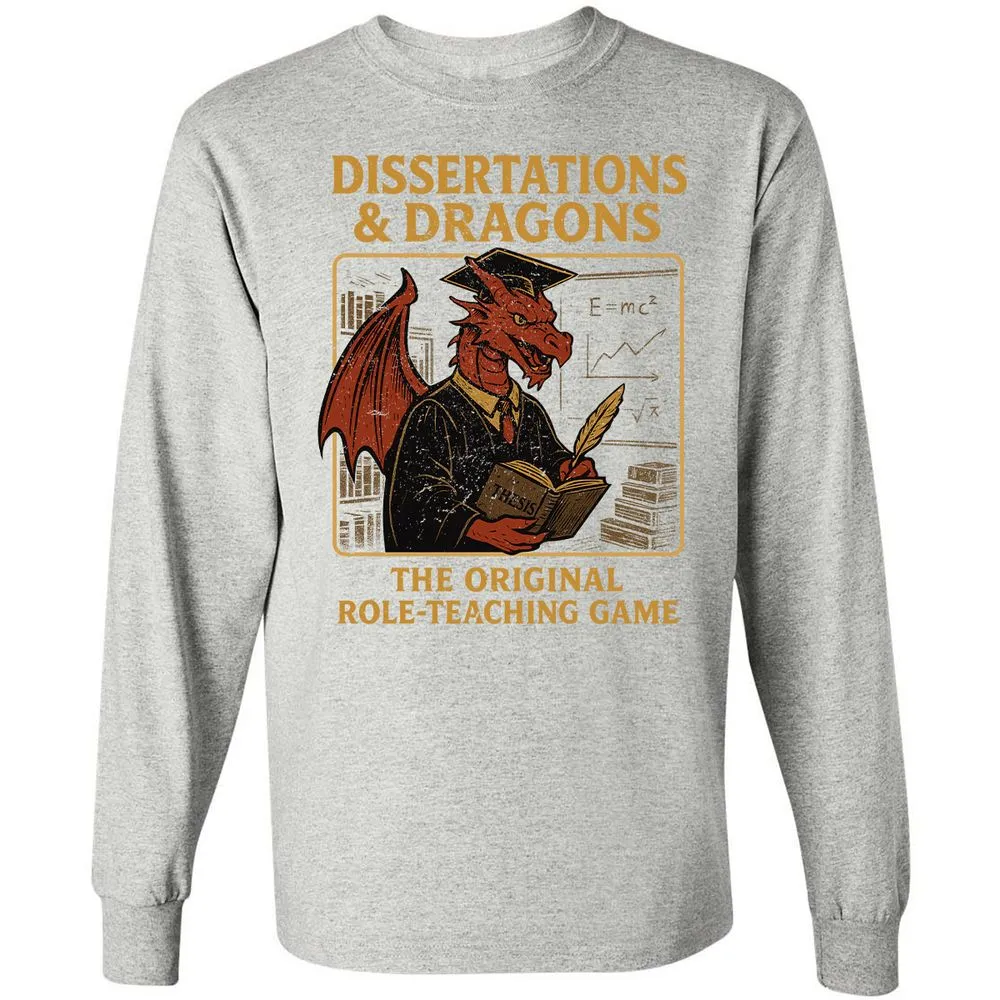 Disserations & Dragons Long Sleeve T-Shirt - Ash - 7
