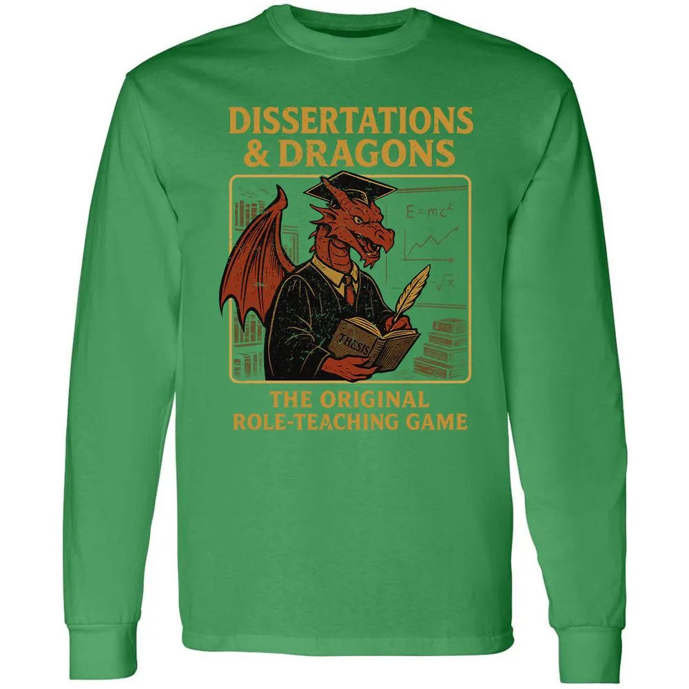 Disserations & Dragons Long Sleeve T-Shirt - Irish Green - 10