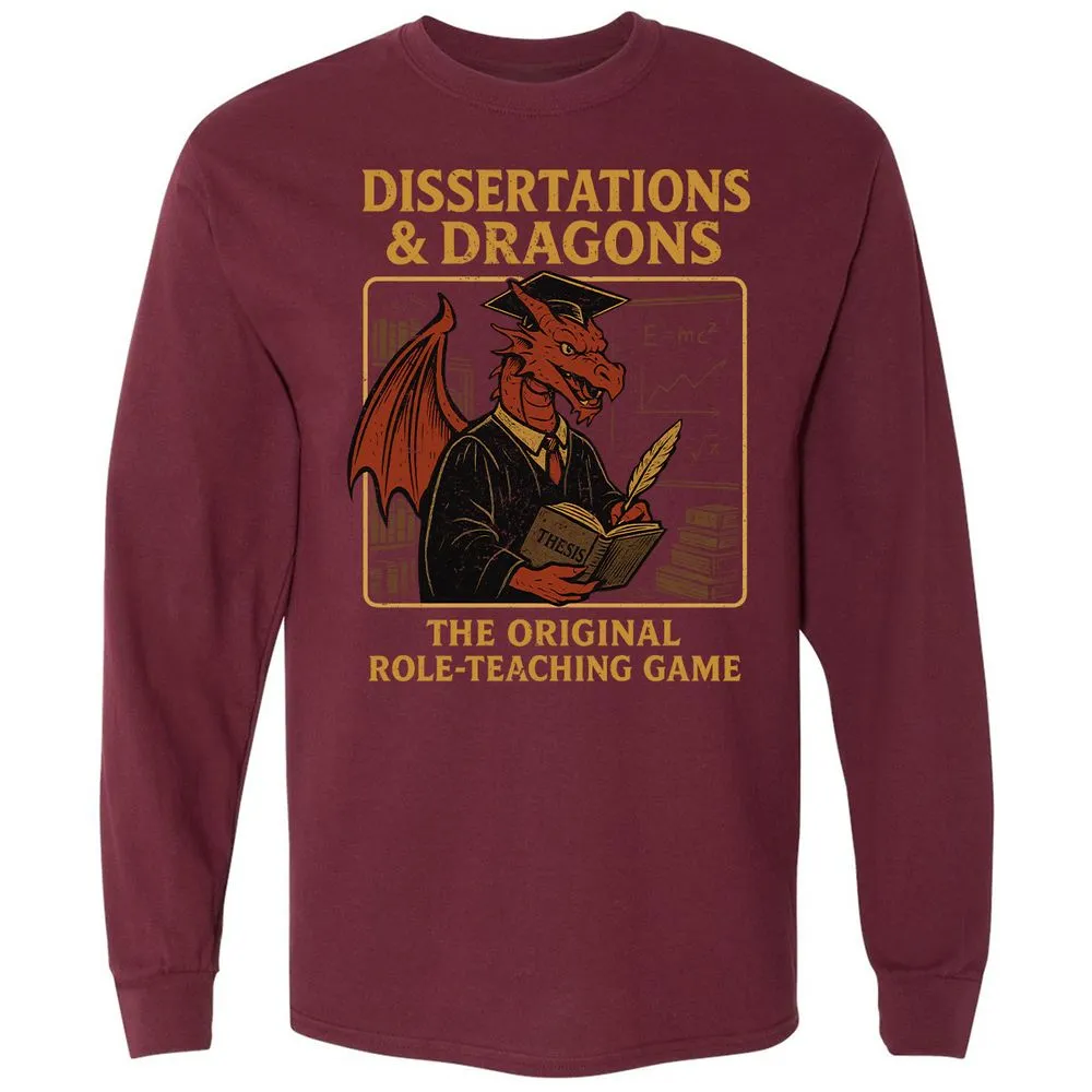 Disserations & Dragons Long Sleeve T-Shirt - Maroon - 11