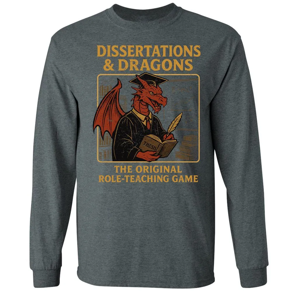 Disserations & Dragons Long Sleeve T-Shirt - Dark Heather - 15