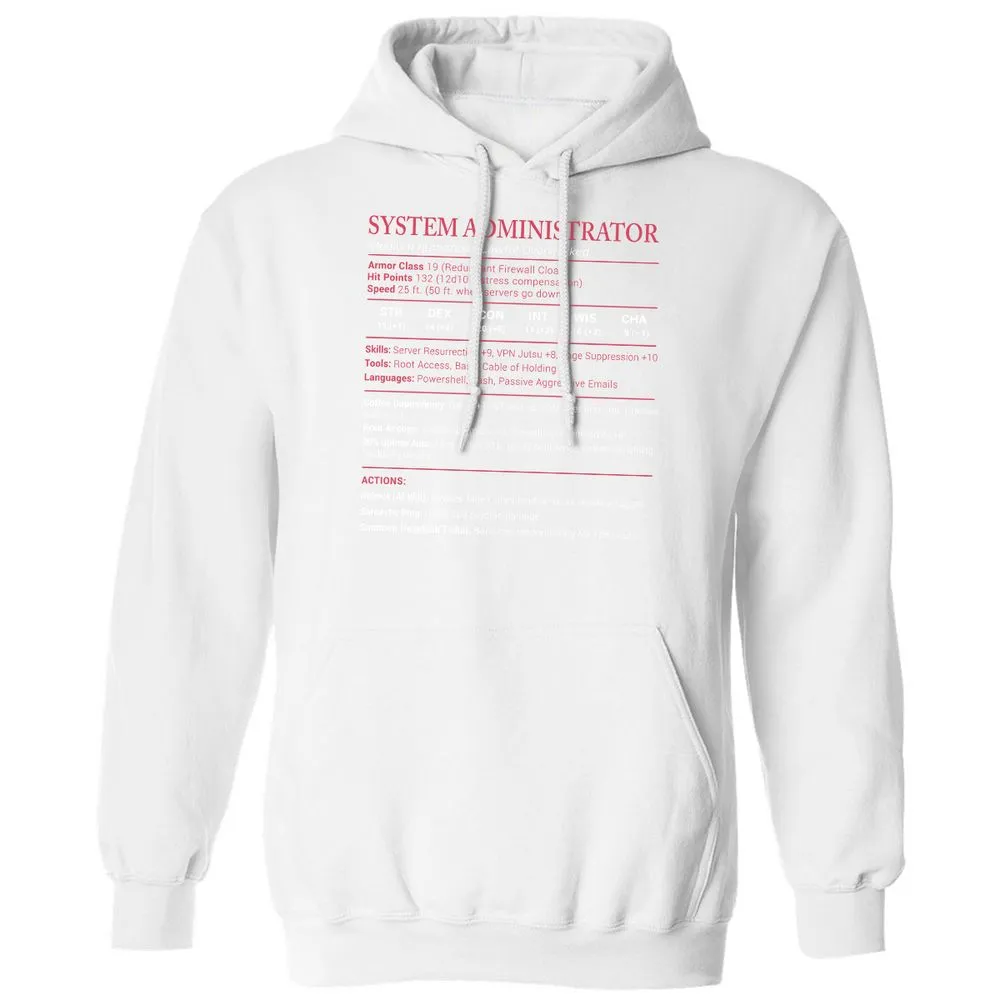 System Administrator Stats Classic Unisex Hoodie - White - 11