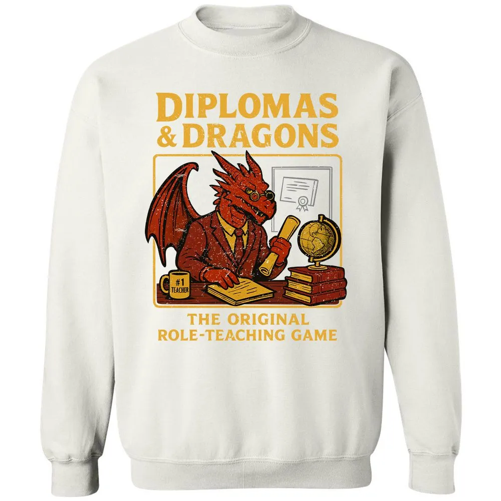 Diplomas & Dragons Classic Unisex Sweatshirt - White - 12