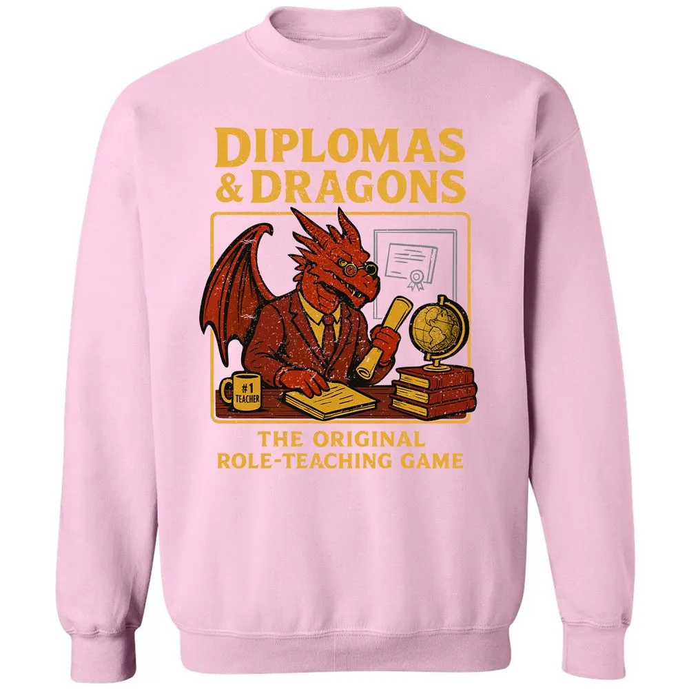 Diplomas & Dragons Classic Unisex Sweatshirt - Light Pink - 3