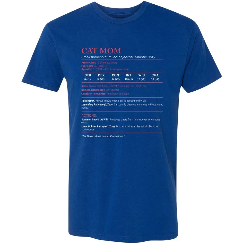 Cat Mom Stats Premium Unisex T-Shirt - Royal - 10