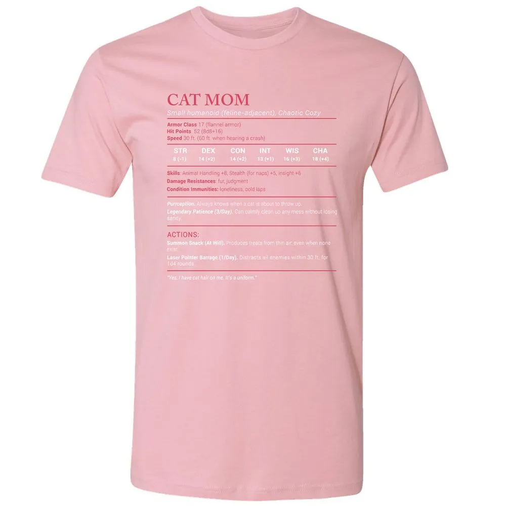Cat Mom Stats Premium Unisex T-Shirt - Light Pink - 3
