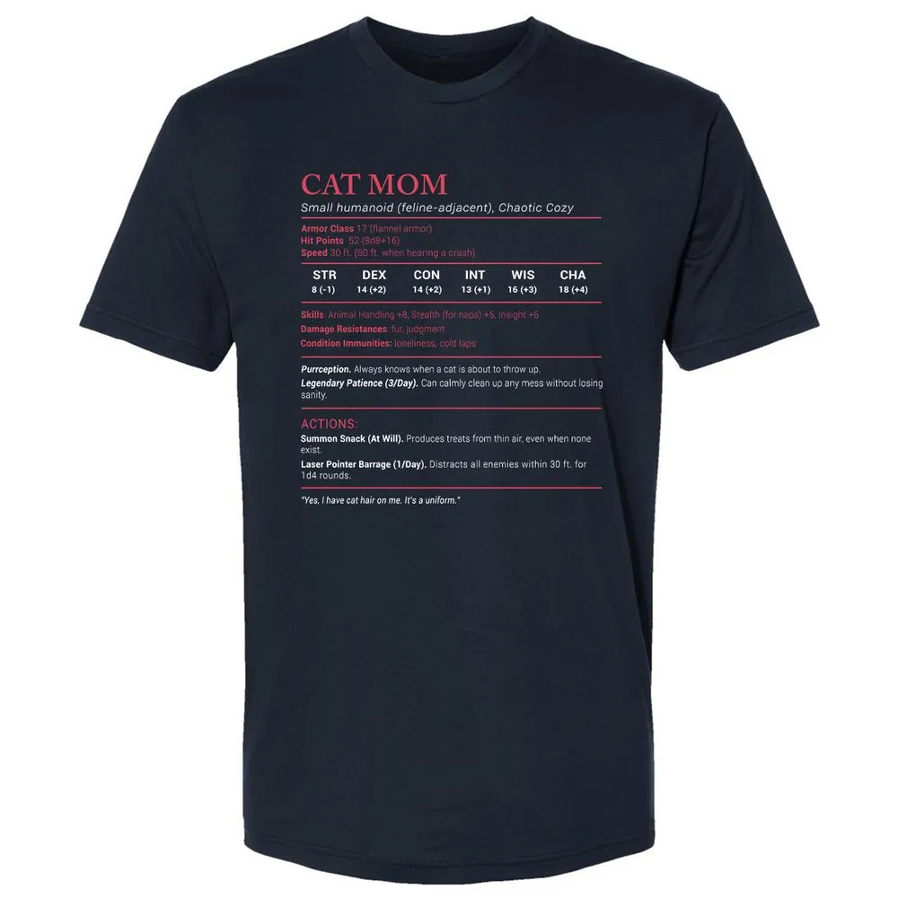 Cat Mom Stats Premium Unisex T-Shirt - Midnight Navy - 2