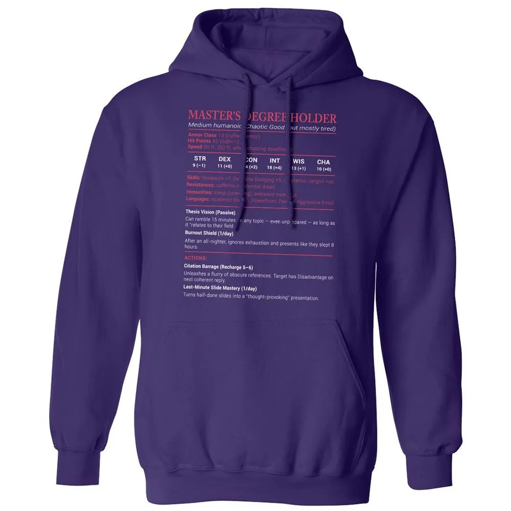 Master Degree's Holder Stats Classic Unisex Hoodie - Purple - 6