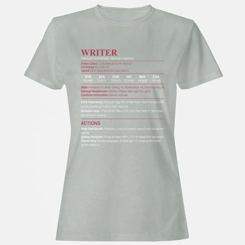 Writer Women's T-Shirt - Ash - 2