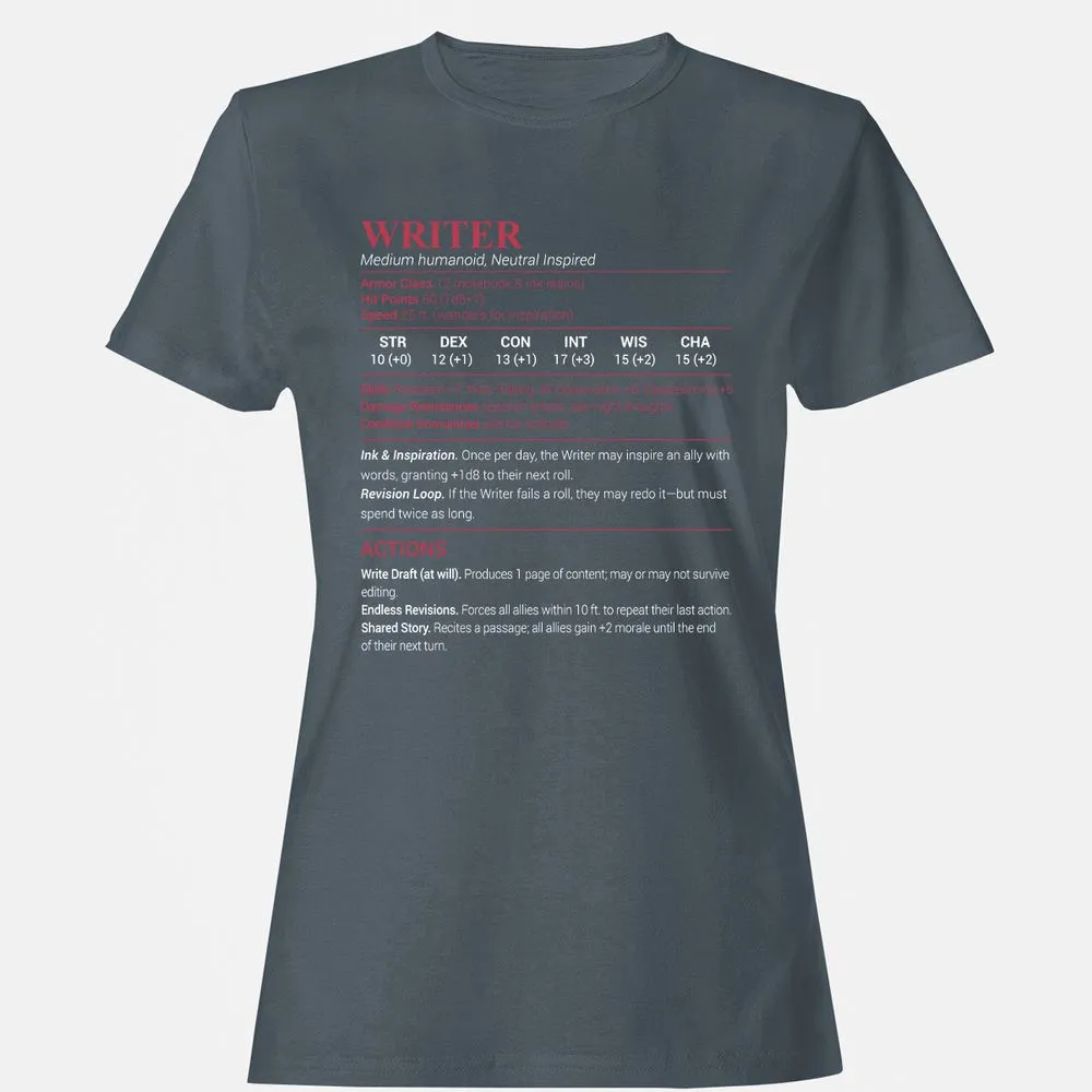 Writer Women's T-Shirt - Charcoal - 3