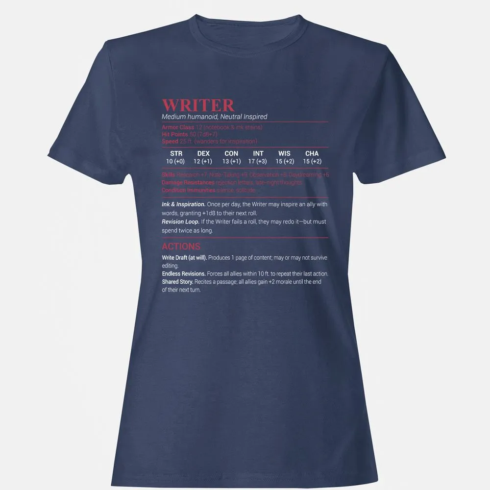 Writer Women's T-Shirt - Navy - 10