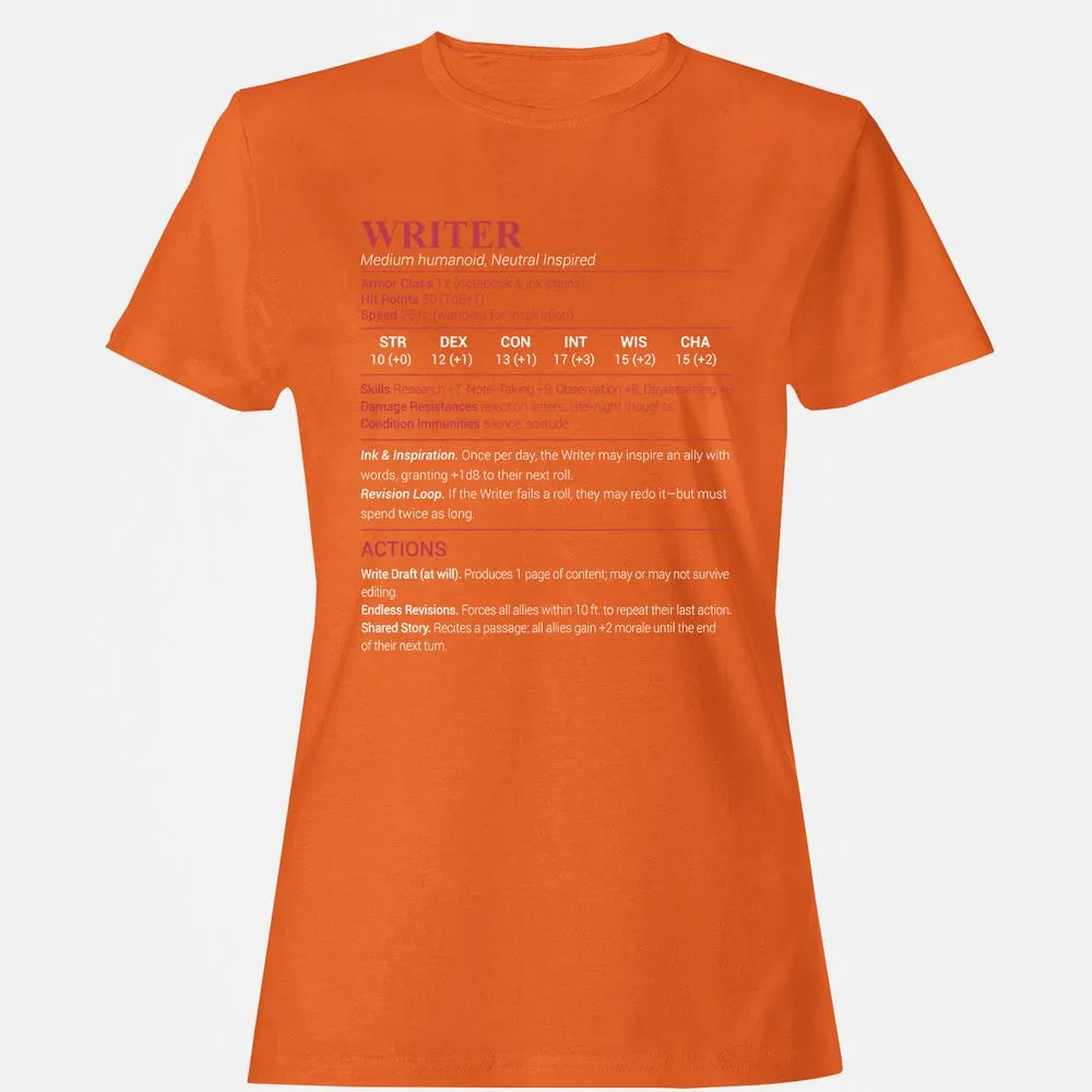 Writer Women's T-Shirt - Orange - 11